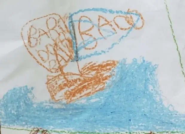 Barco chamado BRAVO desenhado por Maria Anita