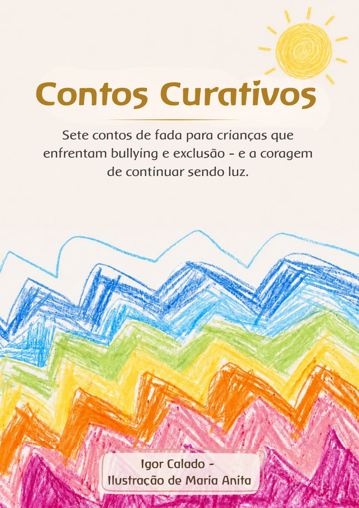 Capa do livro Contos Curativos, com desenho colorido de Maria Anita