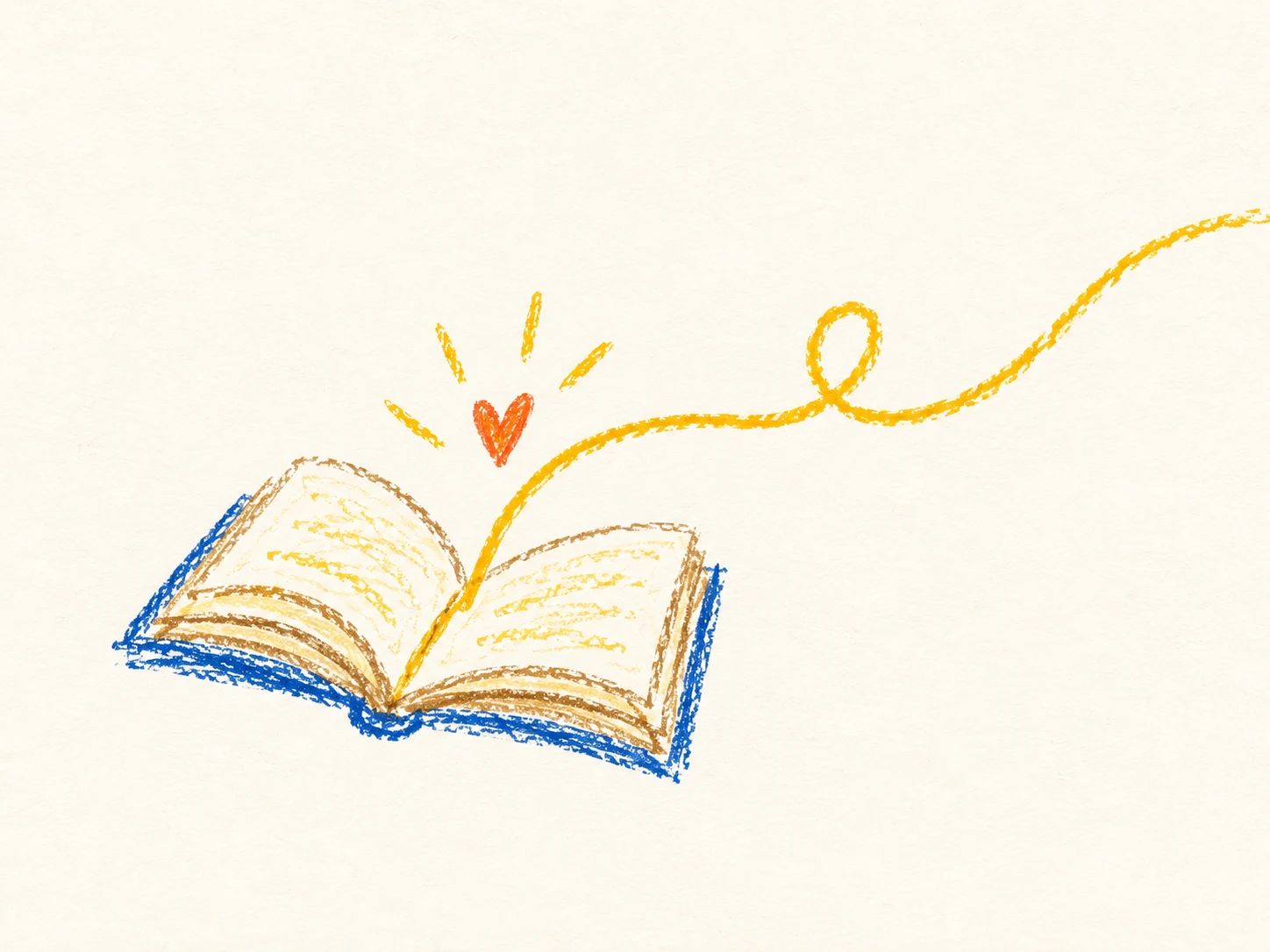 Livro aberto de onde parte uma linha que continua para além da página