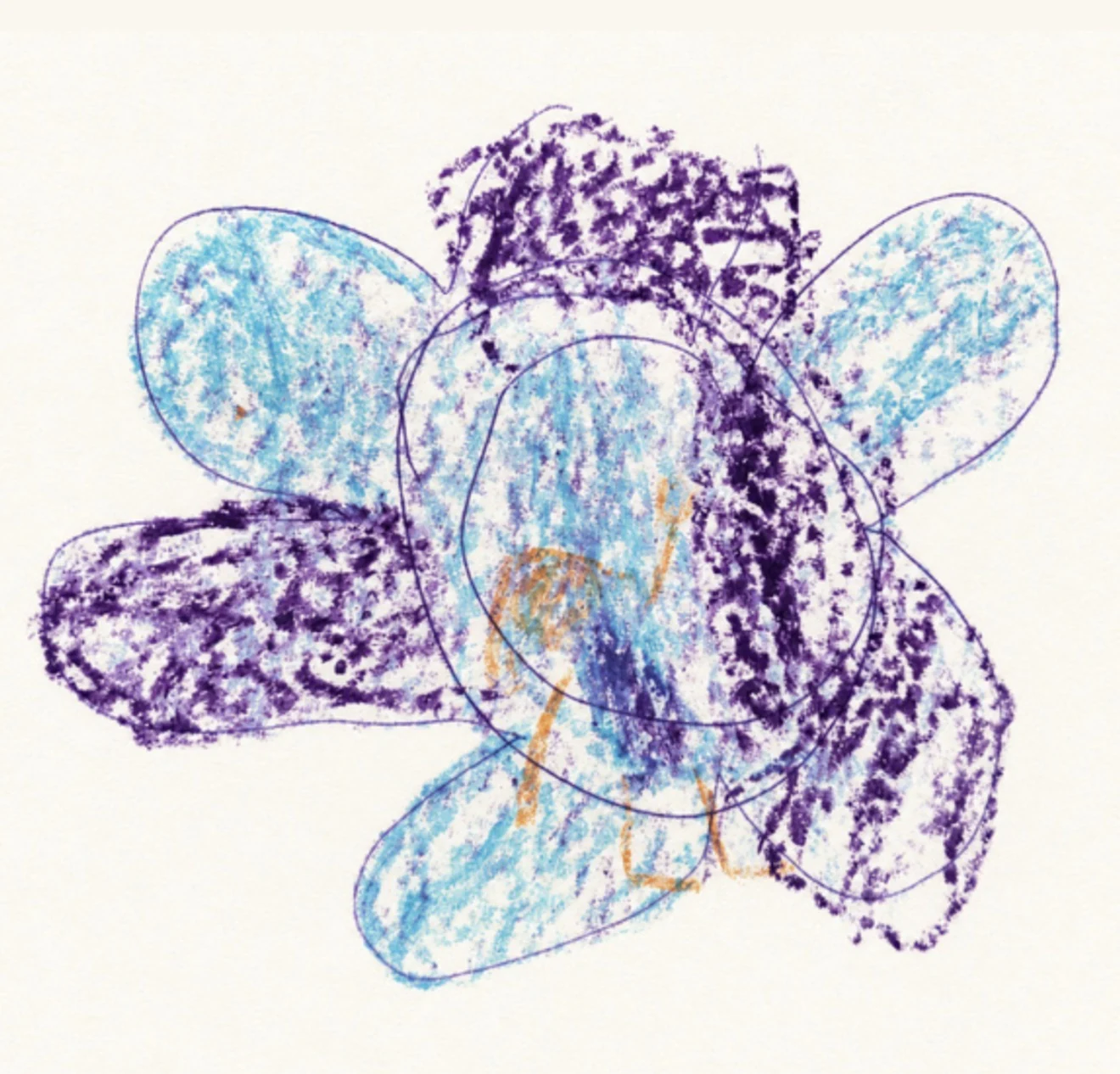 Desenho infantil abstrato em azul e roxo